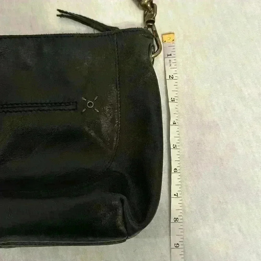 The Sak Black Indio Leather Shoulder Bag Purse Braided Strap Brass Hardware - Picture 6 of 15